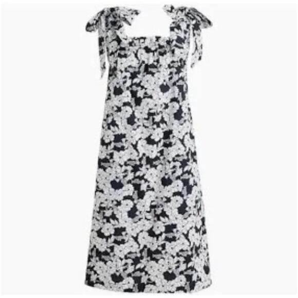 J.Crew Tie Shoulder Poplin Dress in Magnolia Floral Navy BG490 Size XS - Picture 1 of 8